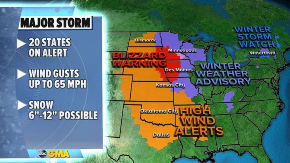 PHOTO: A strong storm system is producing lots of wind and snow in the Central U.S., Jan. 15, 2021.