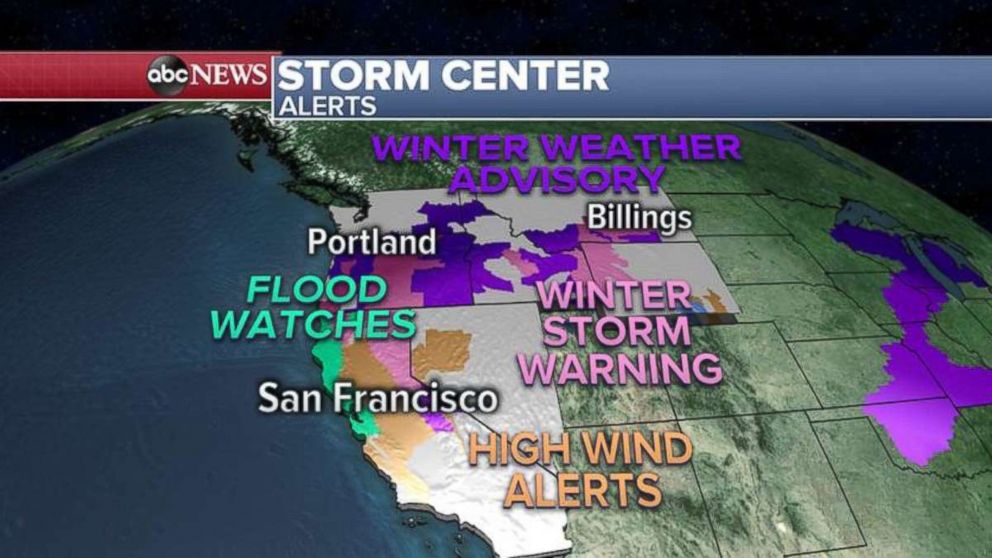 PHOTO: A plume of moisture continues from the Pacific Ocean, bringing more rain and snow.