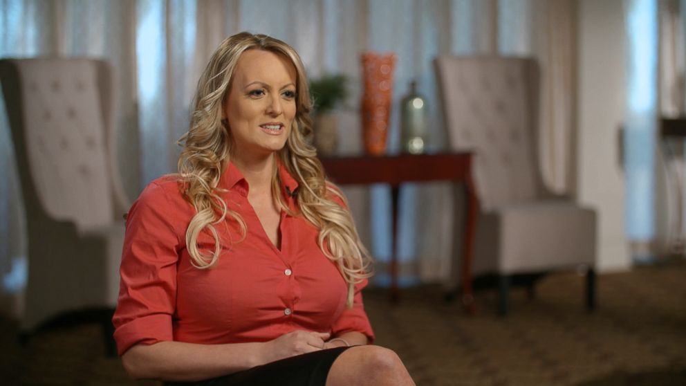 PHOTO: Stormy Daniels, an adult film star and director whose real name is Stephanie Clifford is interviewed by Anderson Cooper of CBS News' 60 Minutes program in early March 2018.