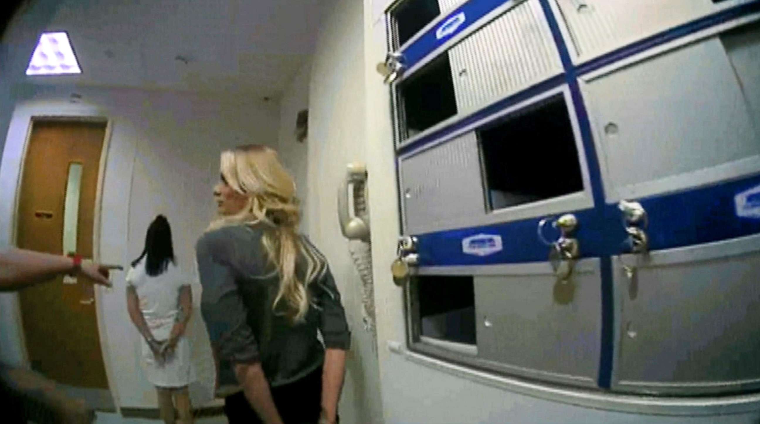 PHOTO: Body cam footage released by the Columbus Police Department shows Stormy Daniels during her arrest after a performance at Sirens Gentlemen's Club in Columbus, Ohio, July 12, 2018.