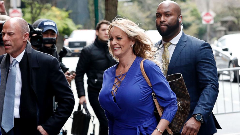 PHOTO: Adult-film actress Stephanie Clifford, also known as Stormy Daniels, arrives at ABC studios to appear on The View talk show in New York City, April 17, 2018.