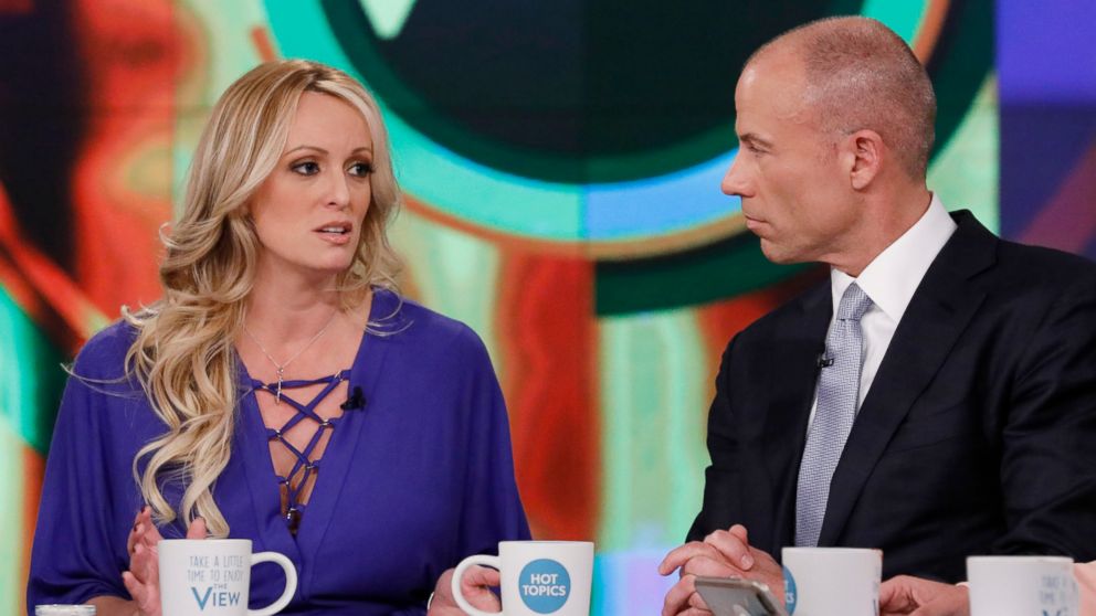 PHOTO: Stormy Daniels and her Attorney Michael Avenatti appear on "The View," April 17, 2018.