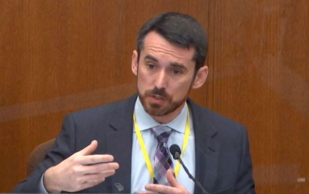 PHOTO: Seth Stoughton, University of South Carolina Law Professor, testifies during the trial of former Minneapolis police Officer Derek Chauvin, April 12, 2021, in Minneapolis.