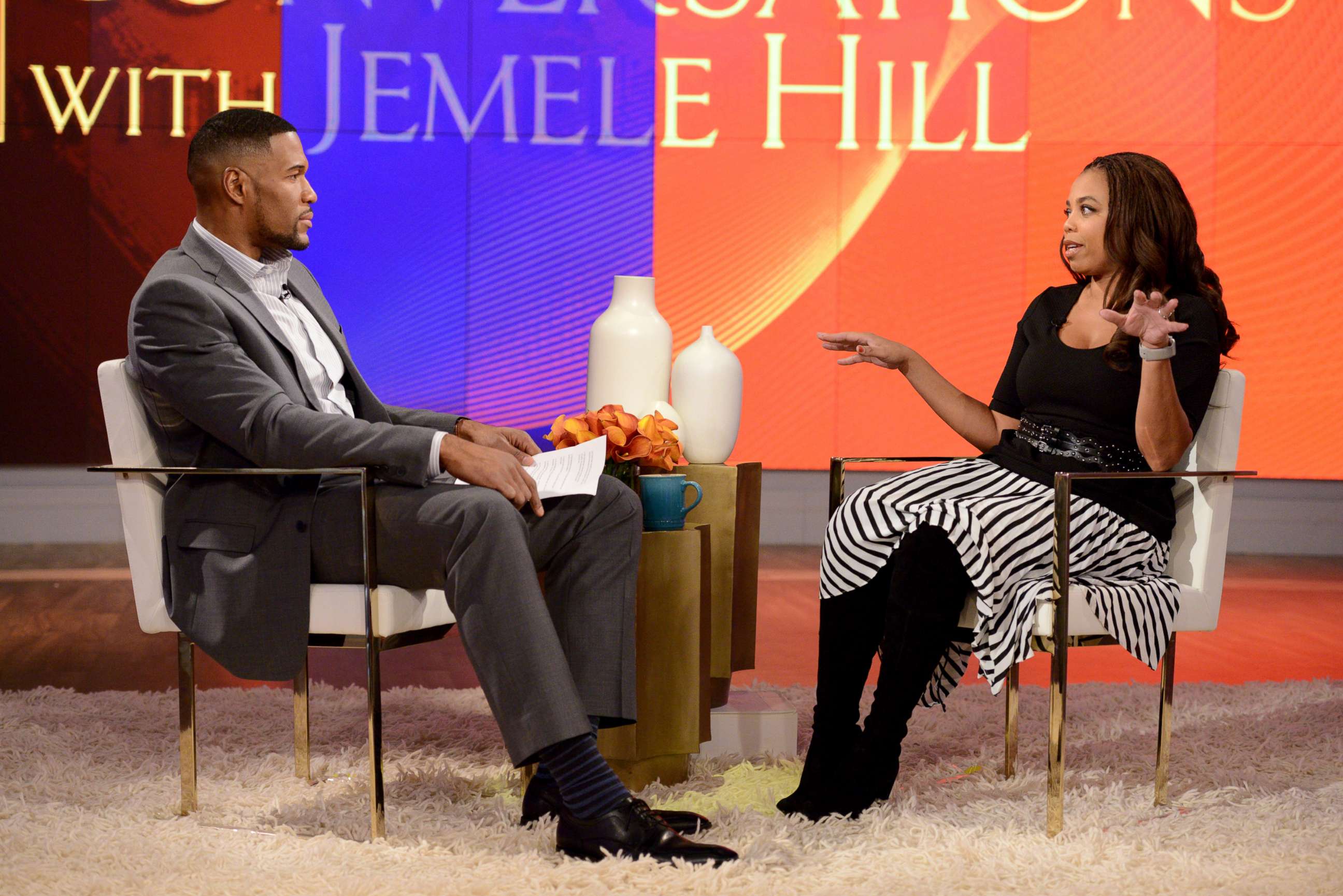 PHOTO: Michael Strahan and Jemele Hill discussed athletes' roles in society.