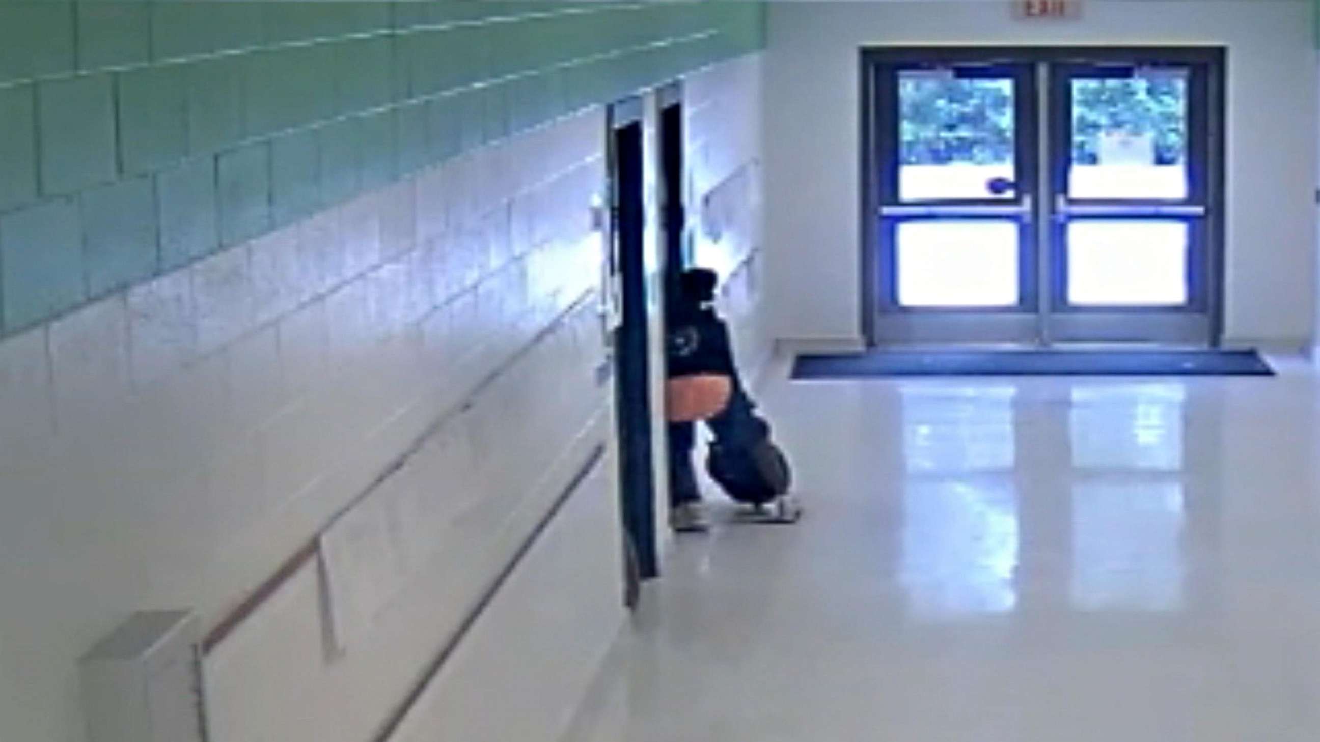 PHOTO: The boy tried to re-enter the classroom after being physically kicked out, but the teacher had locked the door.