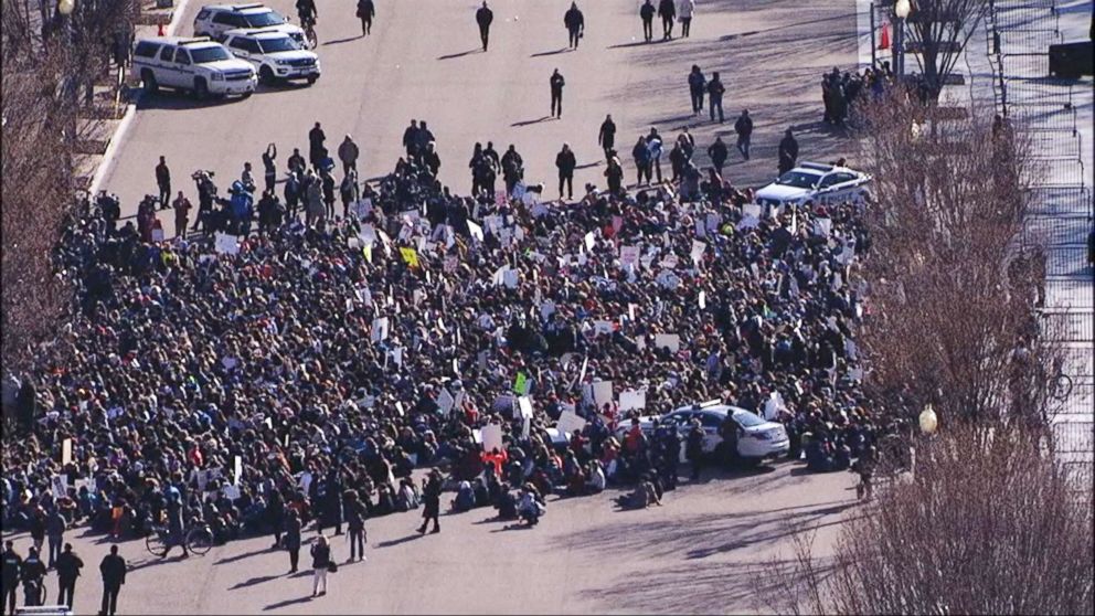 PHOTO: Students gather in Washington D.C for the National School Walkout, March 14, 2018.