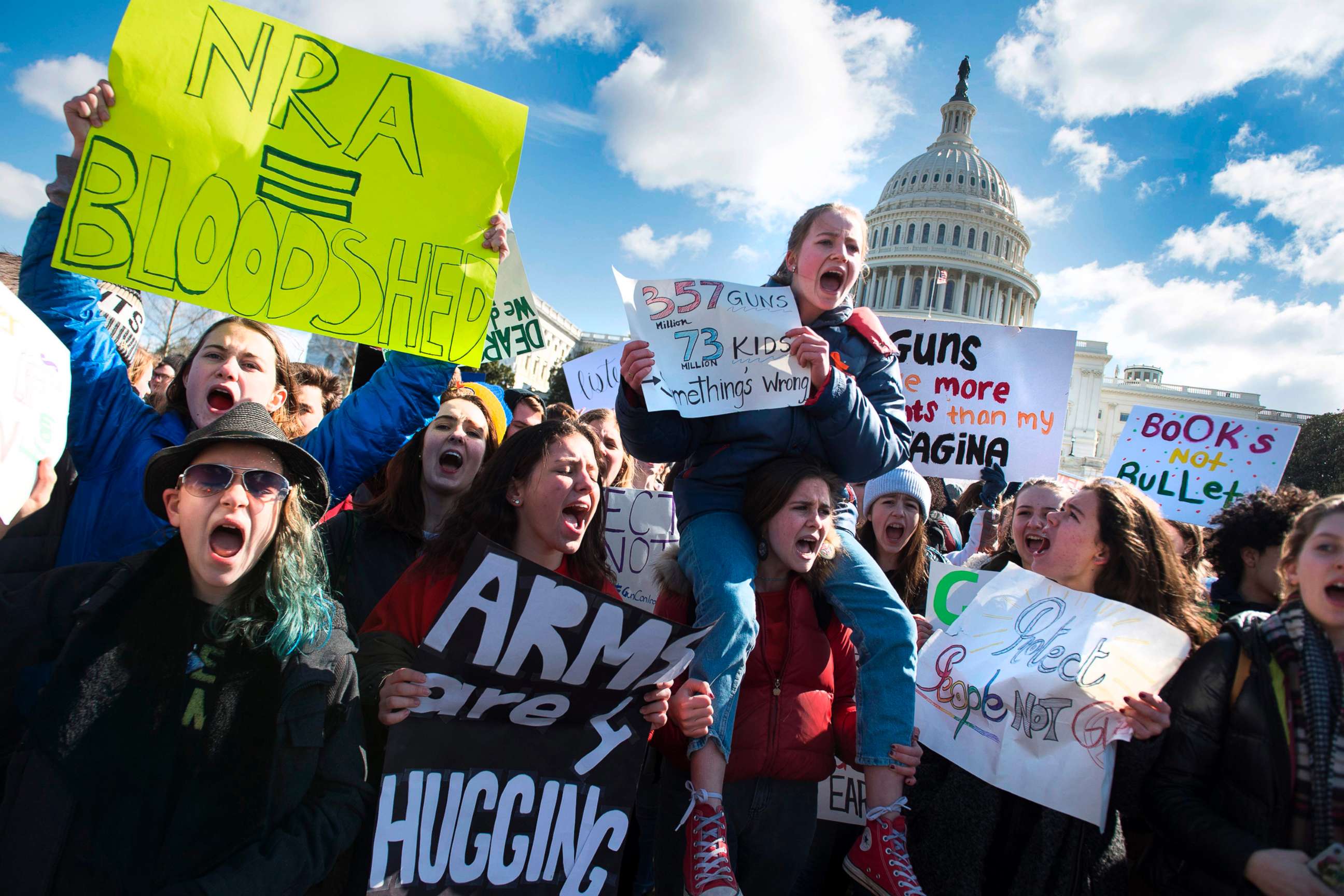 PHOTO: Students across the U.S. walked out of classes on March 14, 2018, in a nationwide call for action against gun violence following the shooting deaths last month at a Fla. high school.