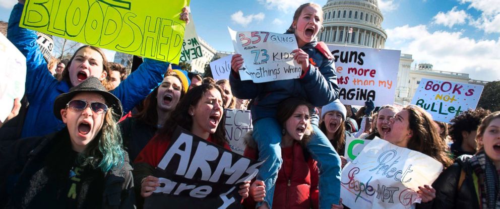 PHOTO: Students across the U.S. walked out of classes on March 14, in a nationwide call for action against gun violence following the shooting deaths last month at a Fla. high school.