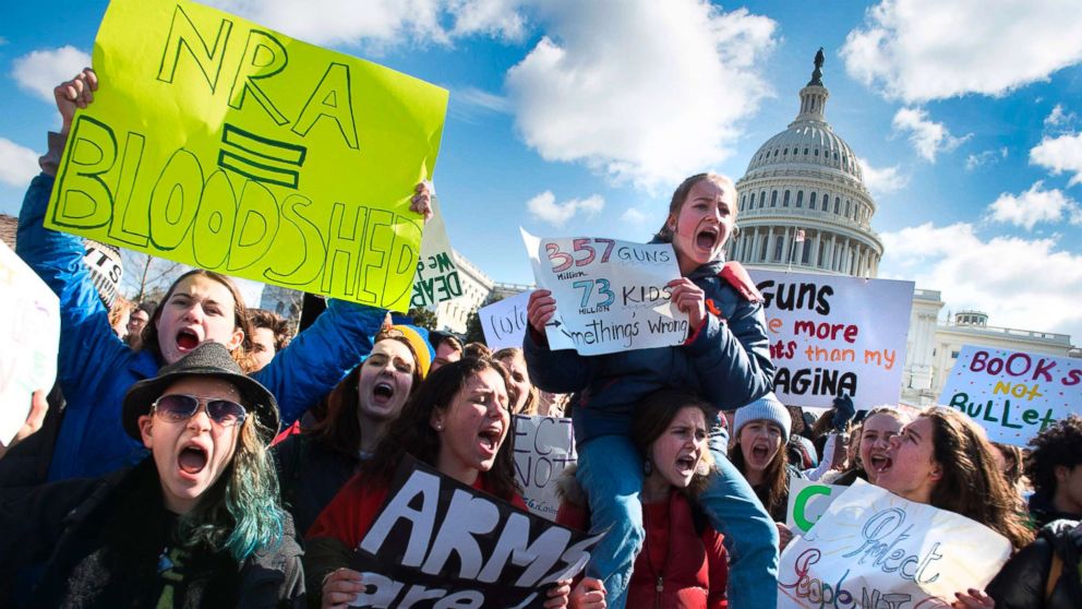 Students across the U.S. walked out of classes on March 14, 2018, in a nationwide call for action against gun violence following the shooting deaths last month at a Fla. high school.