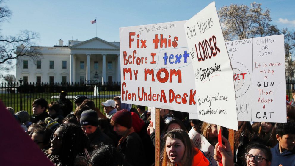 Students rally in front of the White House in Washington, March 14, 2018.