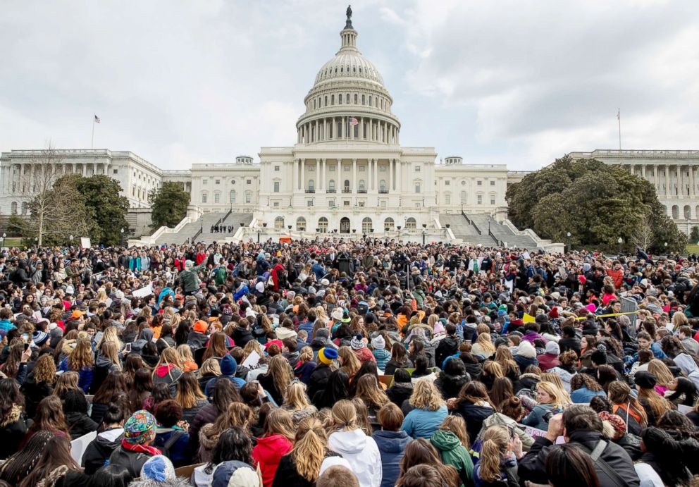PHOTO: Students rally outside the Capitol Building in Washington, March 14, 2018.