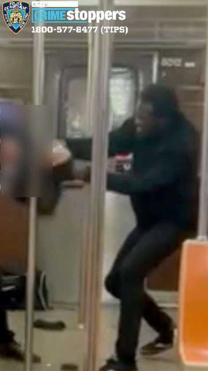 PHOTO: Police released images from a video of a suspect sought in an attack on the New York City subway on March 19, 2022.