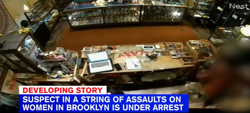 PHOTO: Surveillance video shows man attacking woman at smoke shop in Brooklyn. Khari Covington, 29, has been charged with seven counts for attacks to women in the subway system and two counts of attempted robberies outside the subway.
