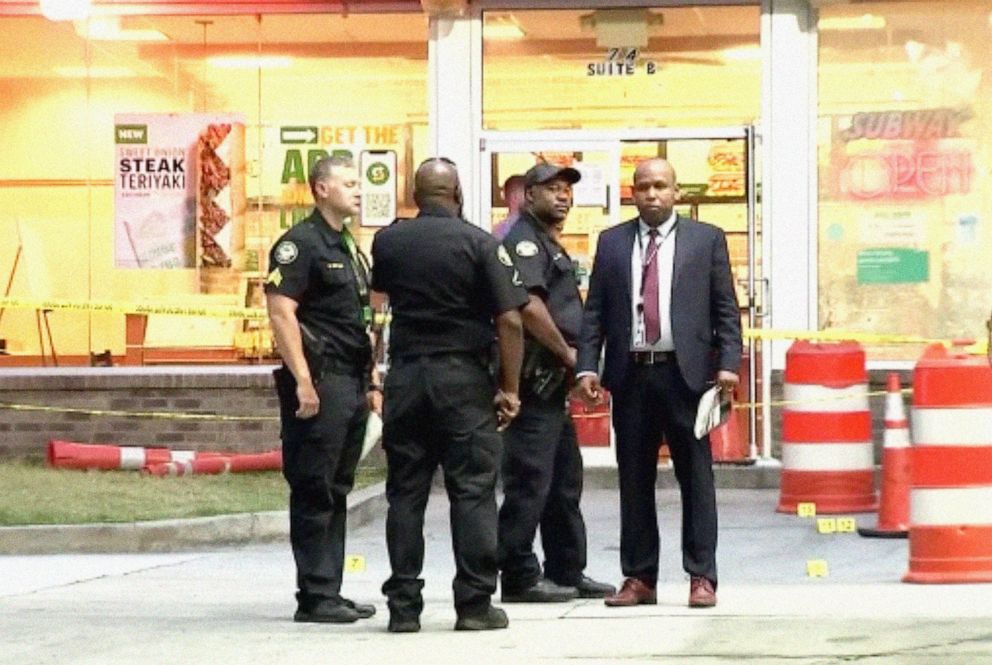 PHOTO: Atlanta police are investigating a shooting that has left one woman dead and another in surgery after an incident at a Subway sandwich shop after a dispute about the amount of mayonnaise on a customer's sandwich, in Atlanta, June 26, 2022.