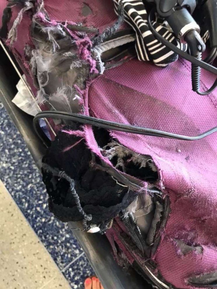PHOTO: The remnants of Kristen Horabin's checked suitcase after American Airlines flight is seen here.