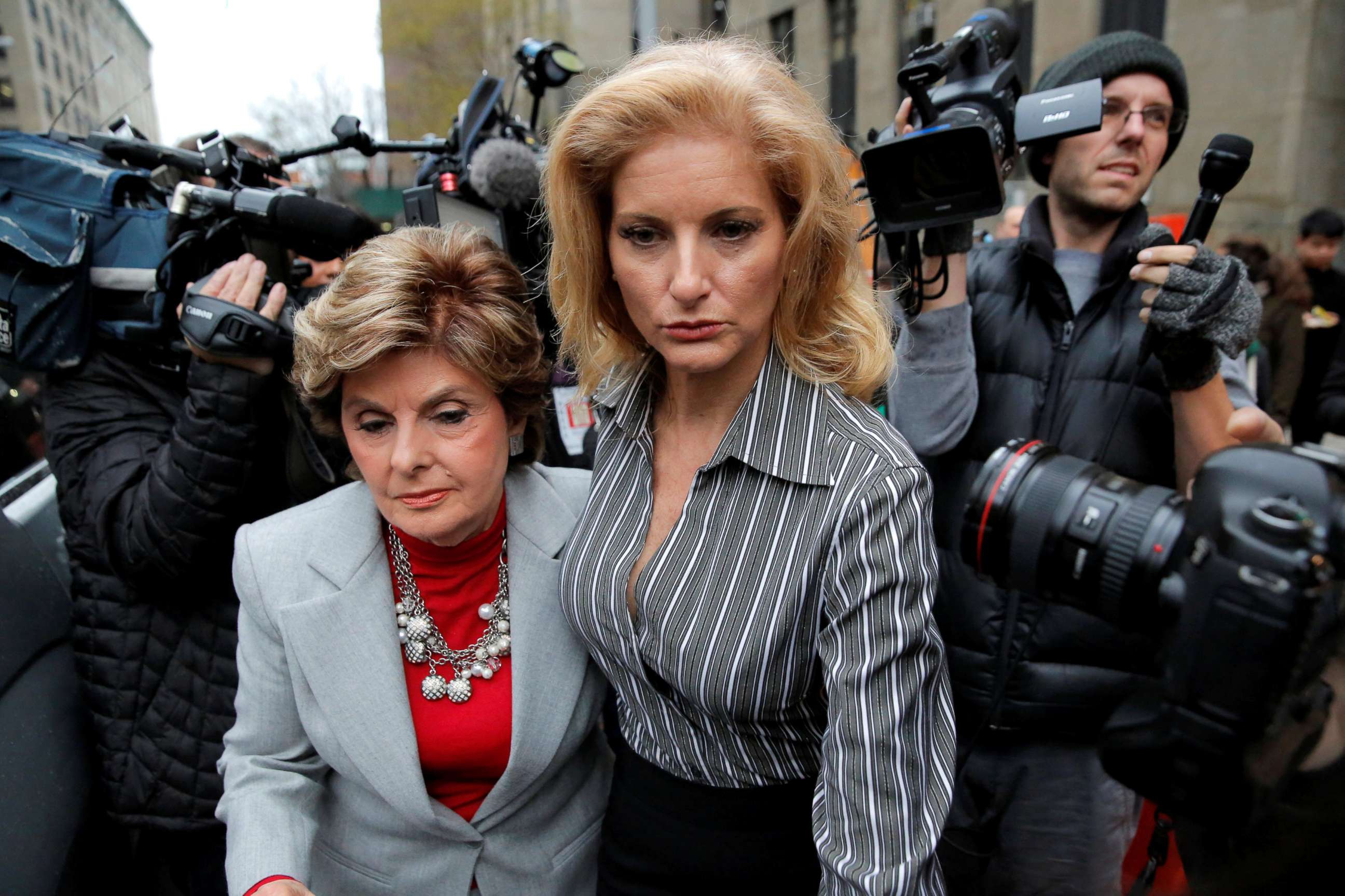 PHOTO: Summer Zervos, right, leaves New York State Supreme Court with attorney Gloria Allred after a hearing on the defamation case against President Donald Trump in Manhattan on Dec. 5, 2017.