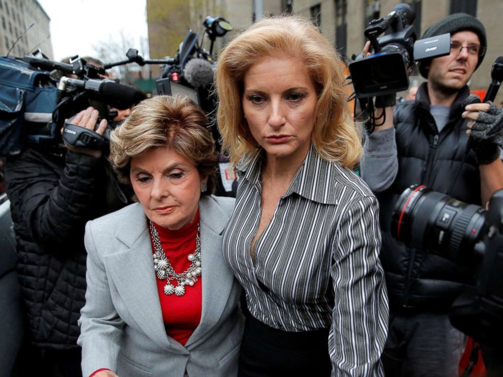 PHOTO: Summer Zervos, right, leaves New York State Supreme Court with attorney Gloria Allred after a hearing on the defamation case against President Donald Trump in Manhattan on Dec. 5, 2017.