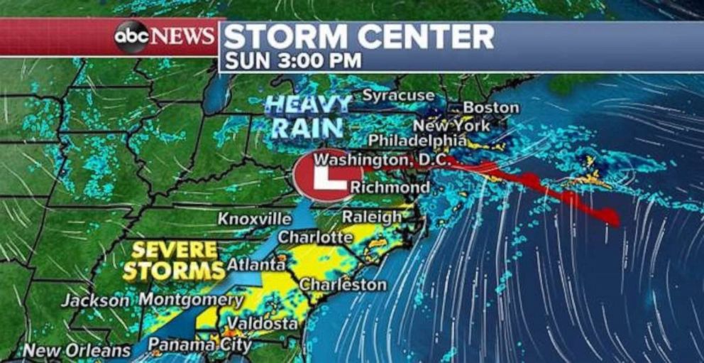 PHOTO: Severe storms are possible Sunday afternoon from Alabama through Georgia and into the Carolinas.