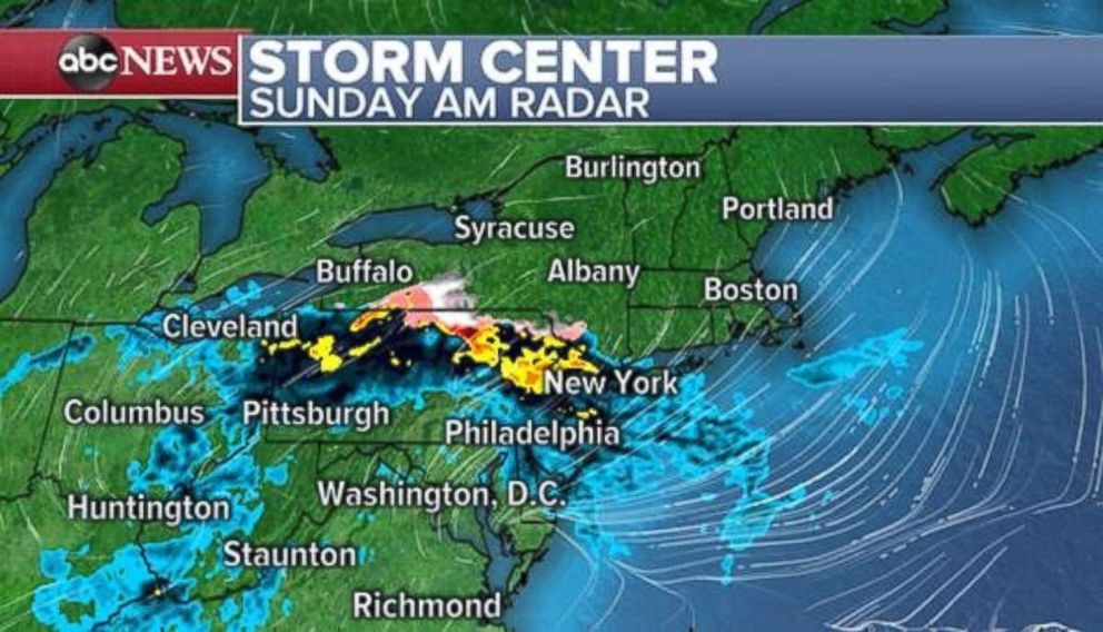 PHOTO: Rain and some mixed precipitation is moving into the Northeast on Sunday morning.