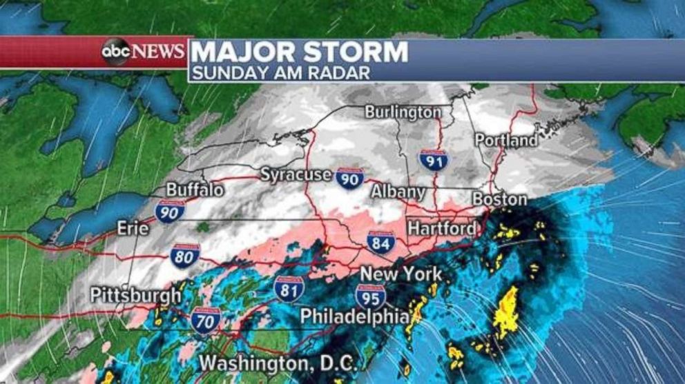 PHOTO: A mix of snow, ice and rain will continue throughout the day on Sunday in the Northeast.