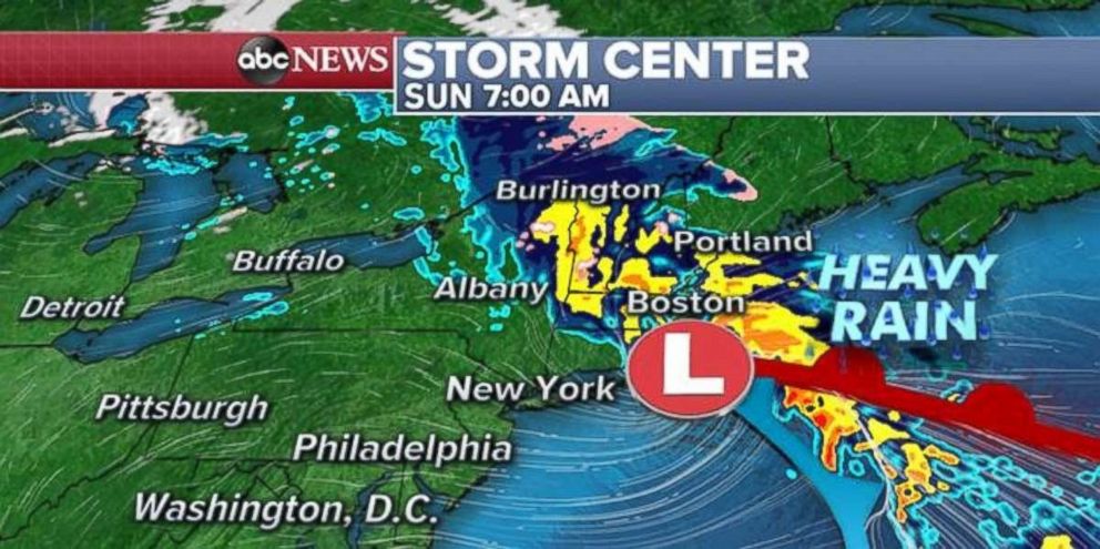 PHOTO: Heavy rain is likely in New England on Sunday morning.