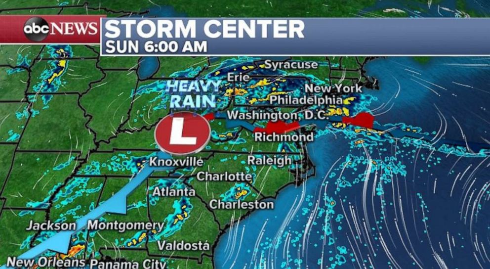 PHOTO: The rain will shift in the center of the Atlantic and Northeast littoral Sunday morning, resulting in the disappearance of Mother's Day projects.