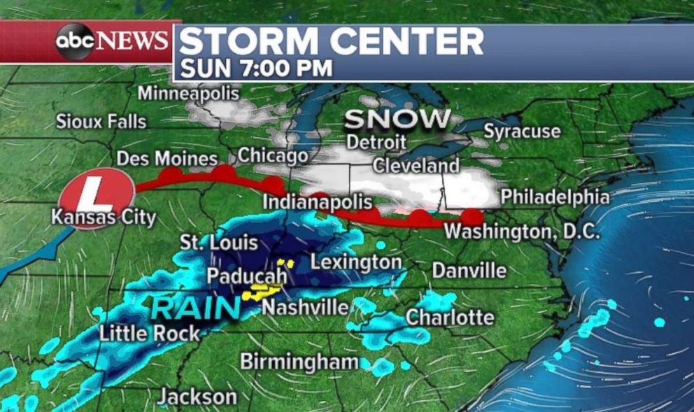 PHOTO: A storm Sunday night will bring rain to southern Illinois, Kentucky and Tennessee.