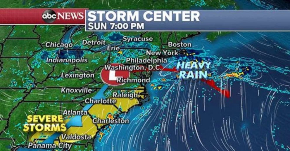 PHOTO: Heavy rain will move out of the tri-state by Sunday night.