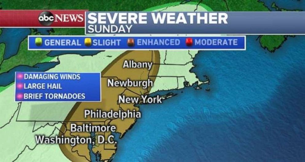 PHOTO: Severe storms are possible in the Northeast on Sunday.