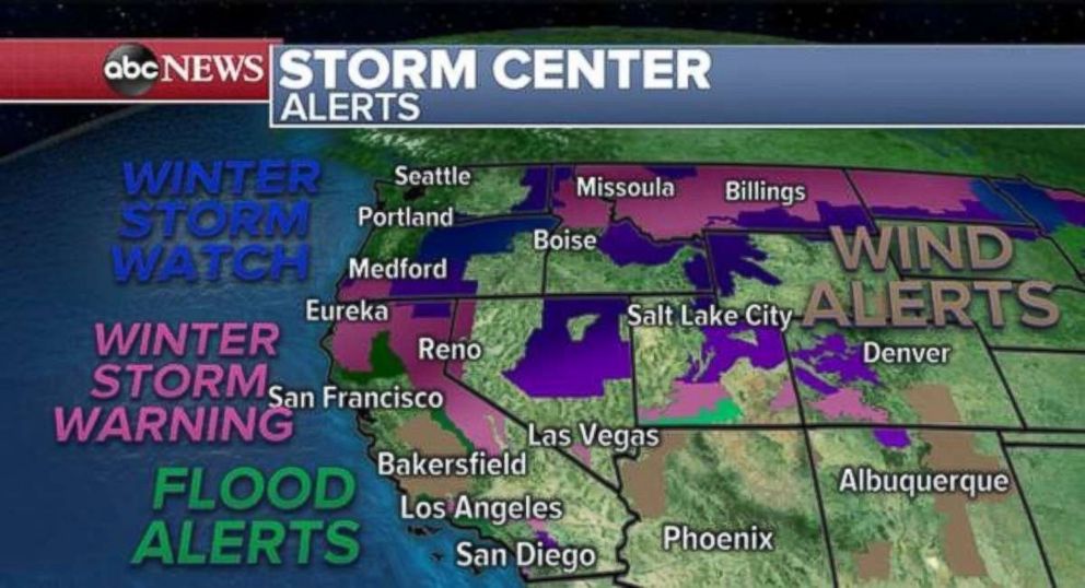   PHOTO: Alerts are in place Sunday in the western United States. 