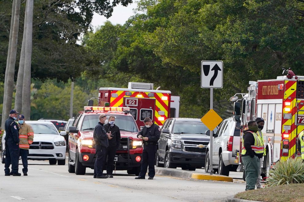 PHOTO: Law enforcement officers block an area where a shooting wounded several FBI while serving an arrest warrant, Feb. 2, 2021, in Sunrise, Fla.