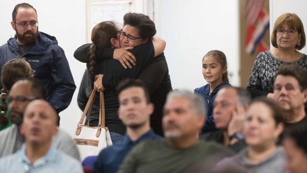 PHOTO: Members of the community attend a memorial service for Marisol Lopez at Nuevo Pacto United Methodist Church in Sebring, Fla., Jan. 24, 2019. Lopez was one of five people killed in a shooting in the Sebring SunTrust Bank.