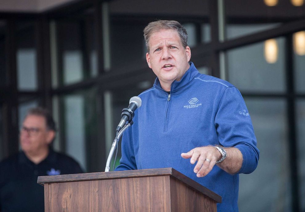 PHOTO: New Hampshire Governor Christopher Sununu delivers remarks at an event on Sept. 2, 2020, in Manchester, N.H.