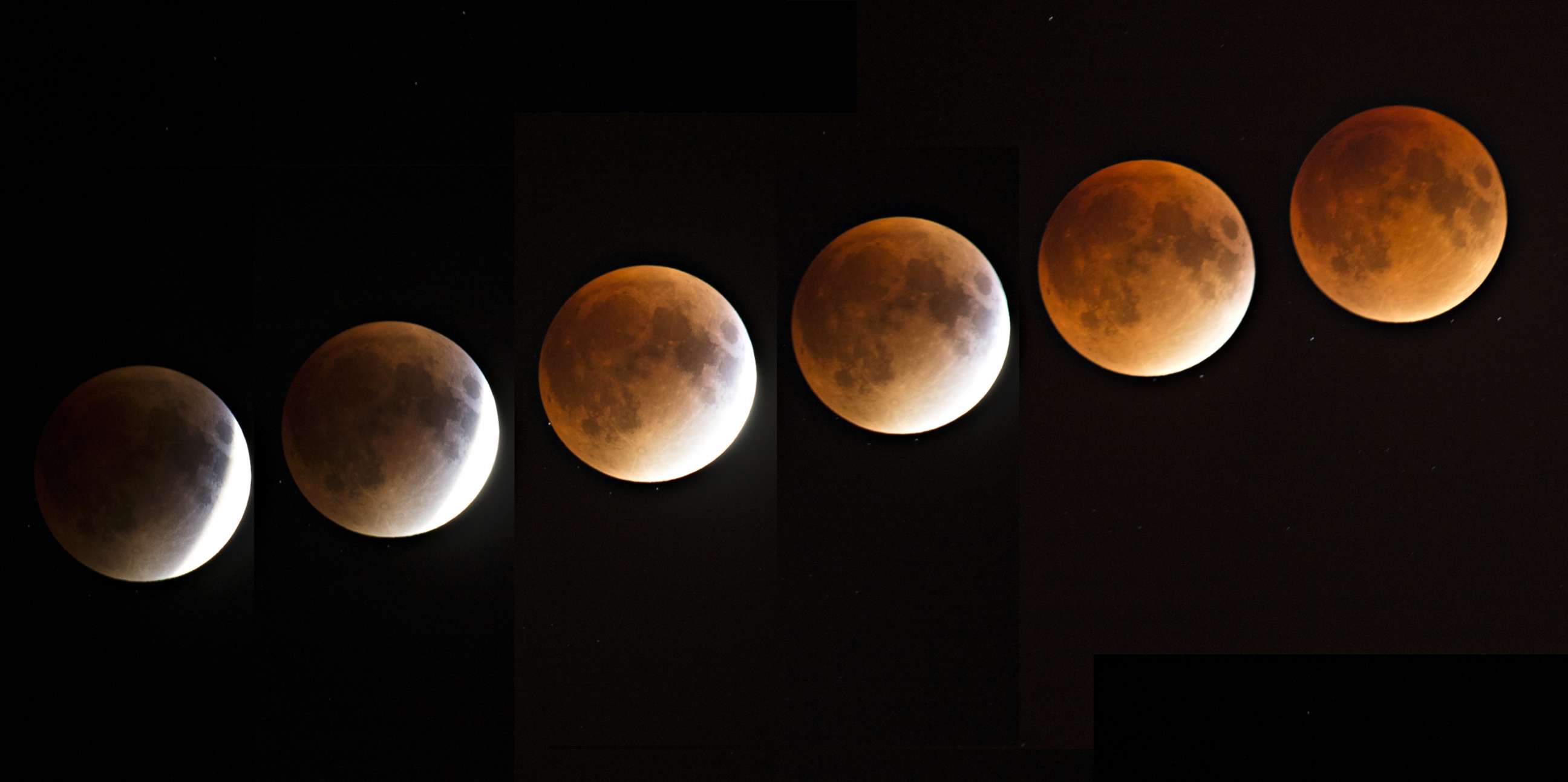 PHOTO: A multi-exposure image of a blood and supermoon is seen across Canada with clear skies in Montreal on the night of Sept. 27, 2015. 