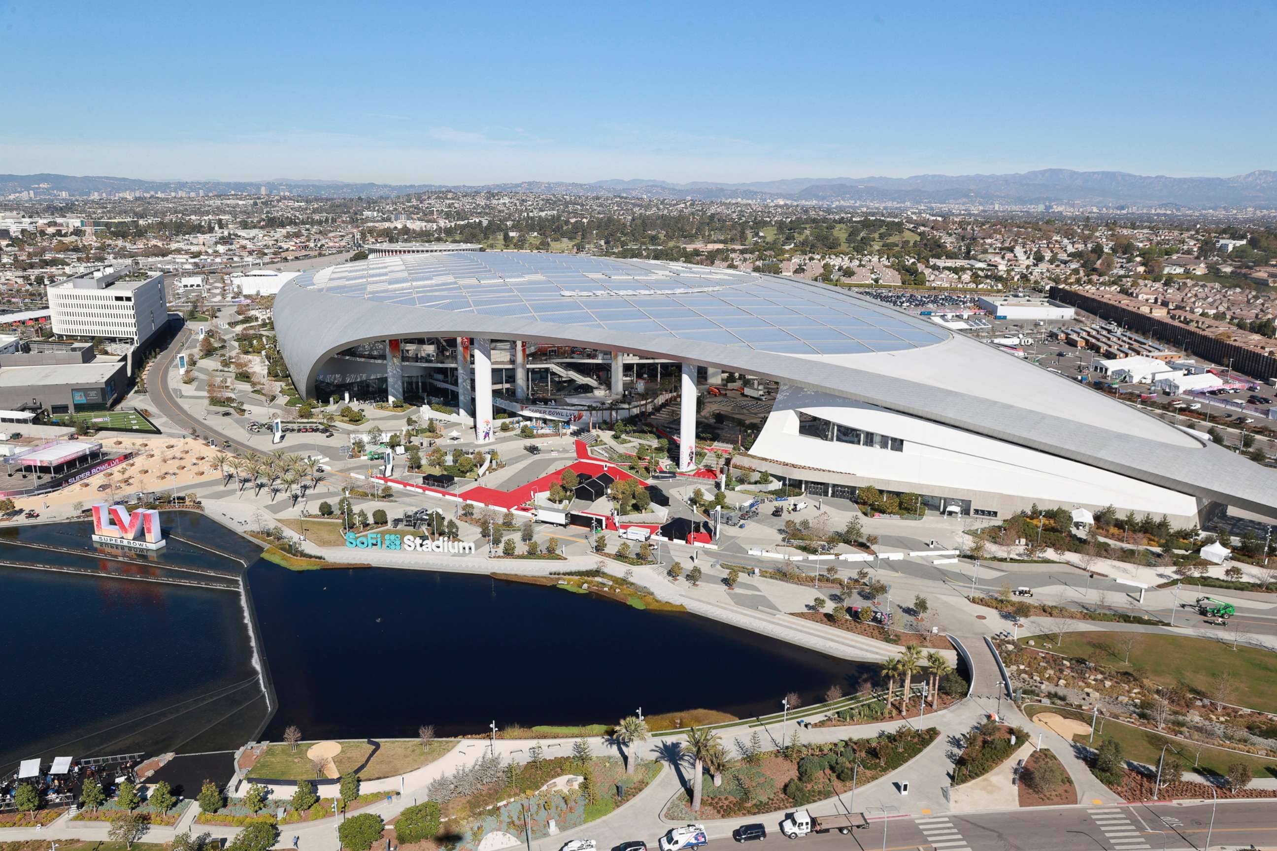PHOTO: An aerial view of SoFi Stadium is shown on Feb. 5, 2022, in Inglewood, Calif.