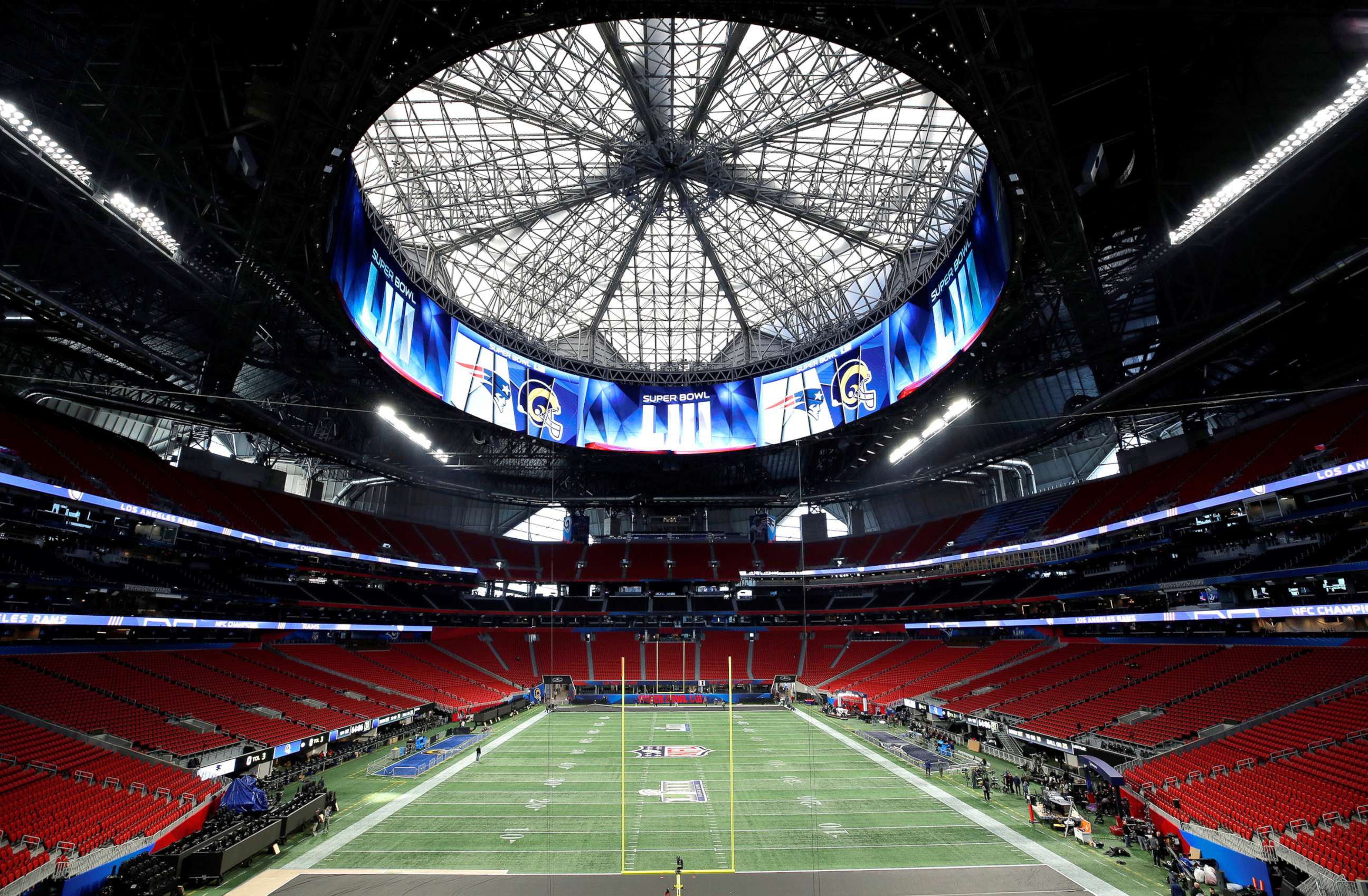 PHOTO: Inside Mercedes Benz Stadium during preparations ahead of Super Bowl LIII in Atlanta, Ga., Jan. 31, 2019.