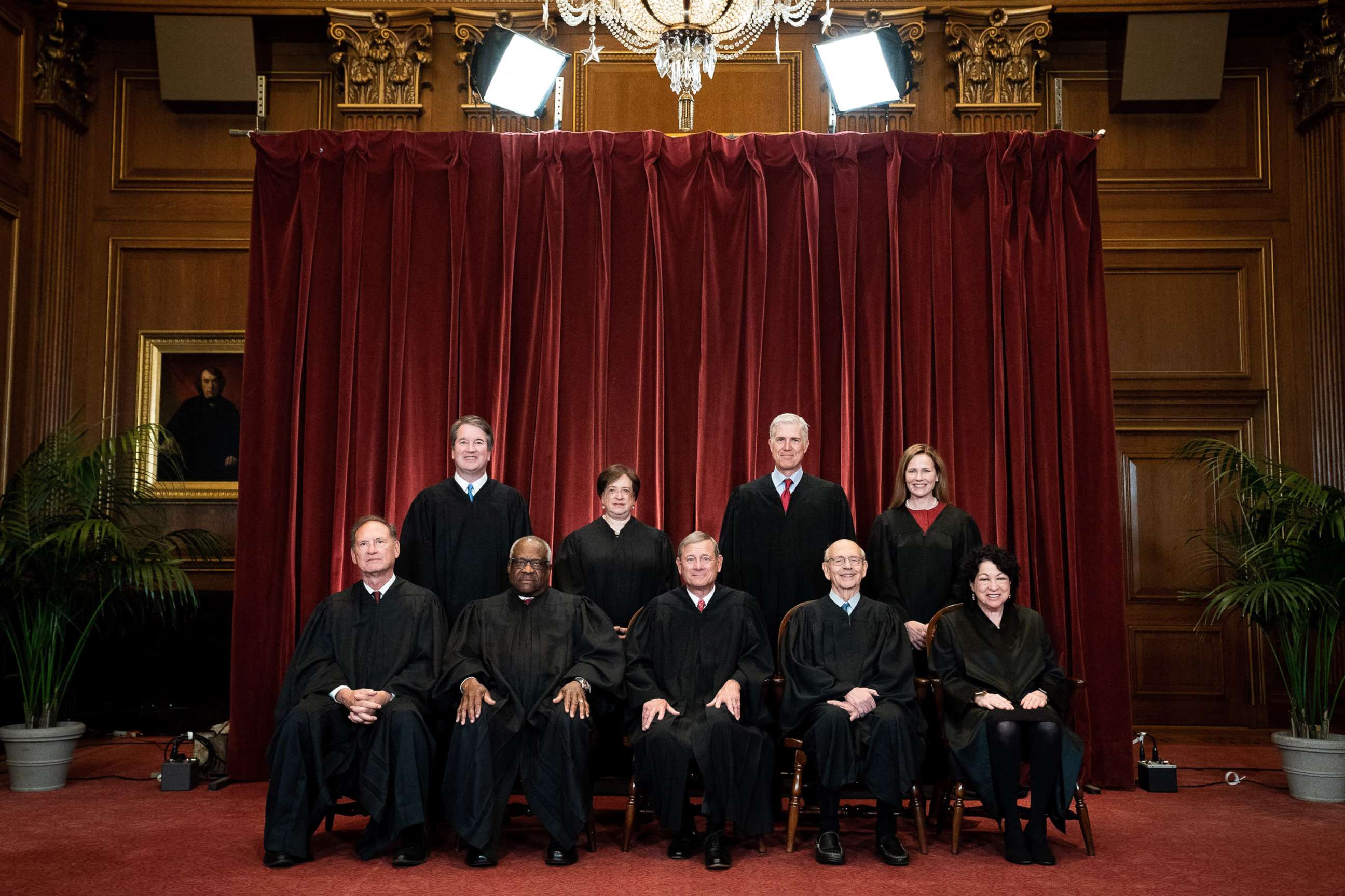 PHOTO: The Justices at the Supreme Court pose for a group portrait in Washington, April 23, 2021.
