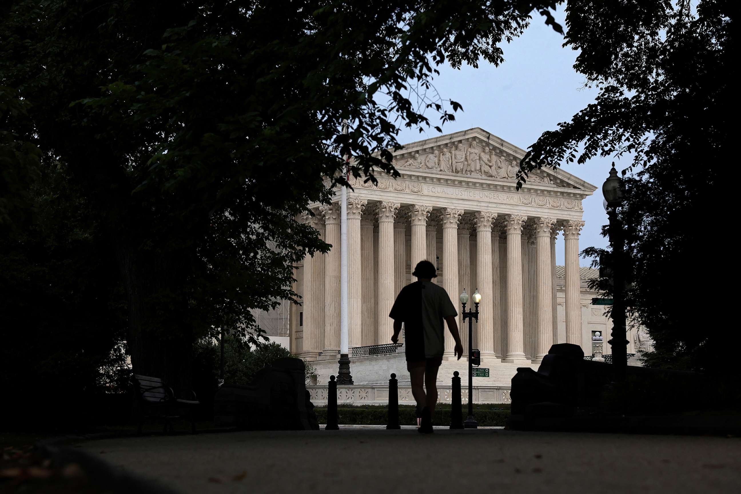 PHOTO: A pedestrian is seen close to the U.S. Supreme Court on June 5, 2023 in Washington, DC.