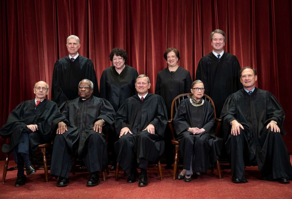 PHOTO: The justices of the U.S. Supreme Court gather for a formal group portrait, Nov. 30, 2018.