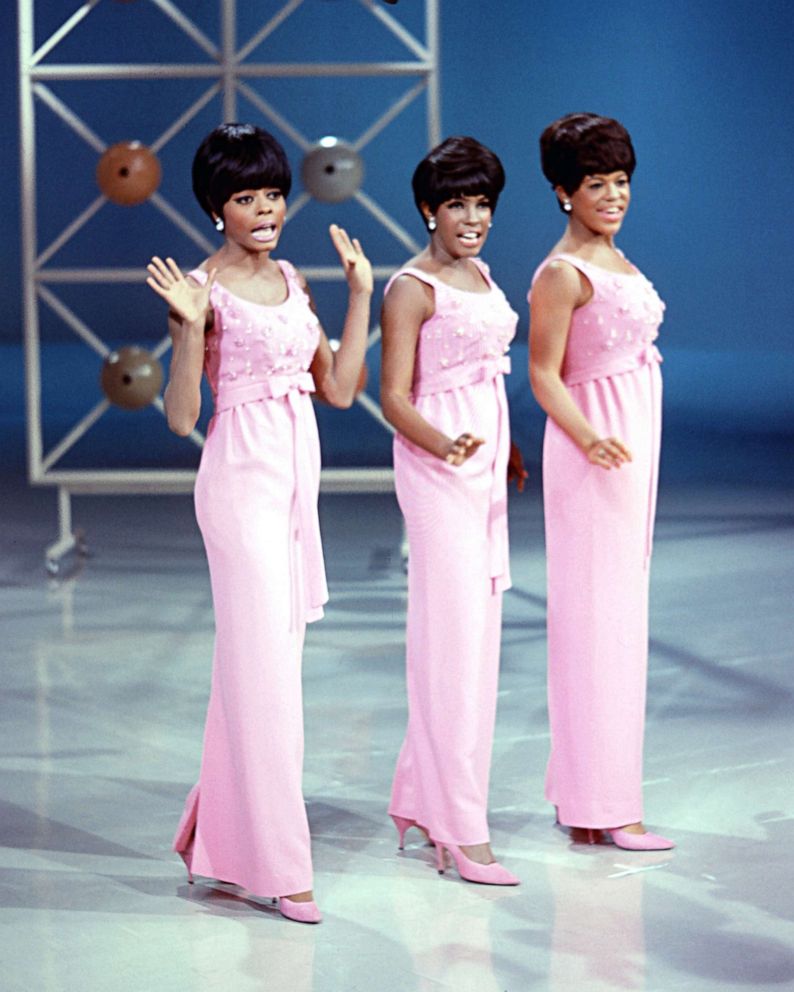 PHOTO: The Supremes in concert, circa 1965. From left to right, Diana Ross, Mary Wilson and Florence Ballard.