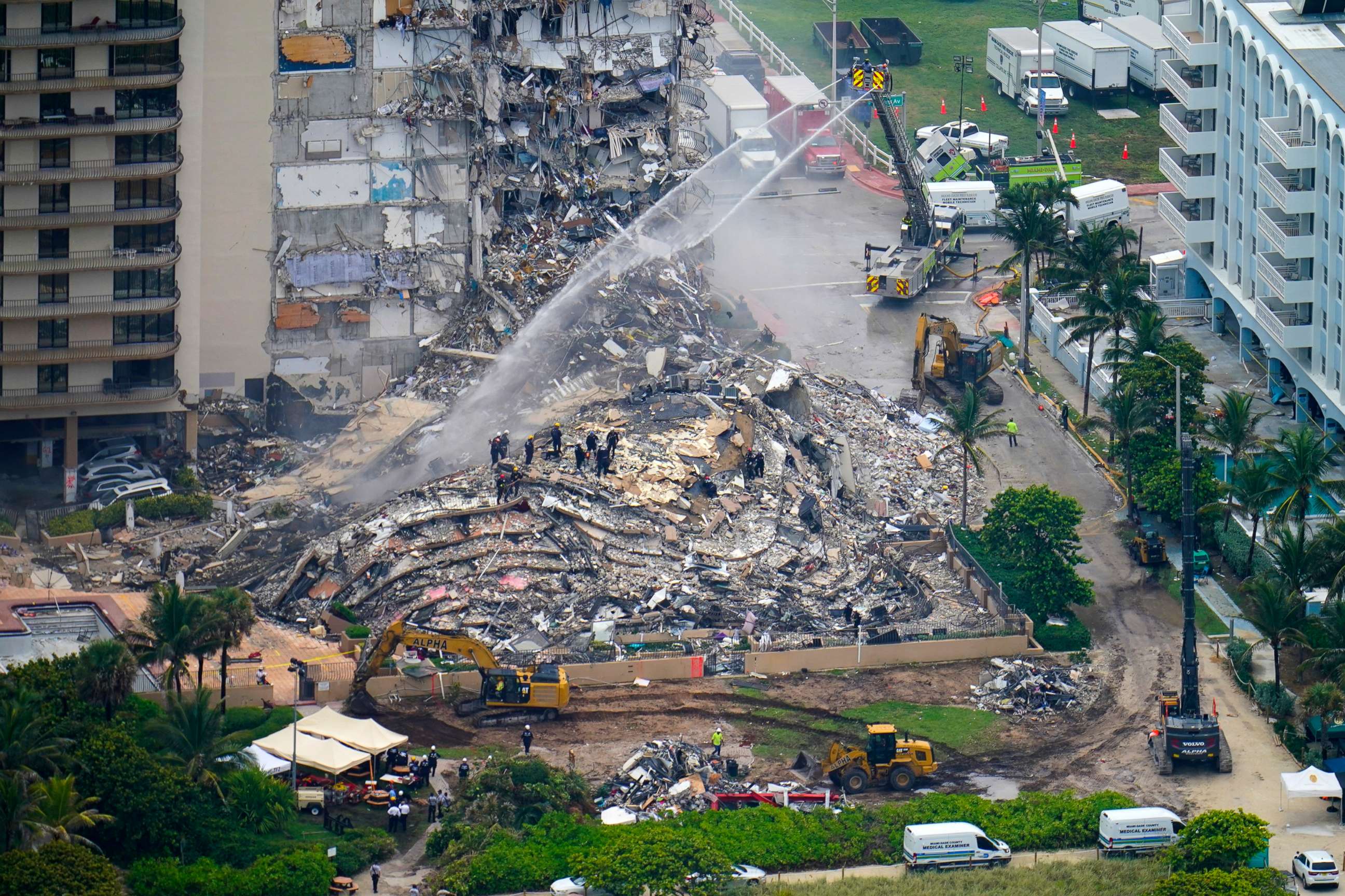 PHOTO: Rescue workers search the rubble at the Champlain Towers South Condo, June 25, 2021, in the Surfside area of Miami.