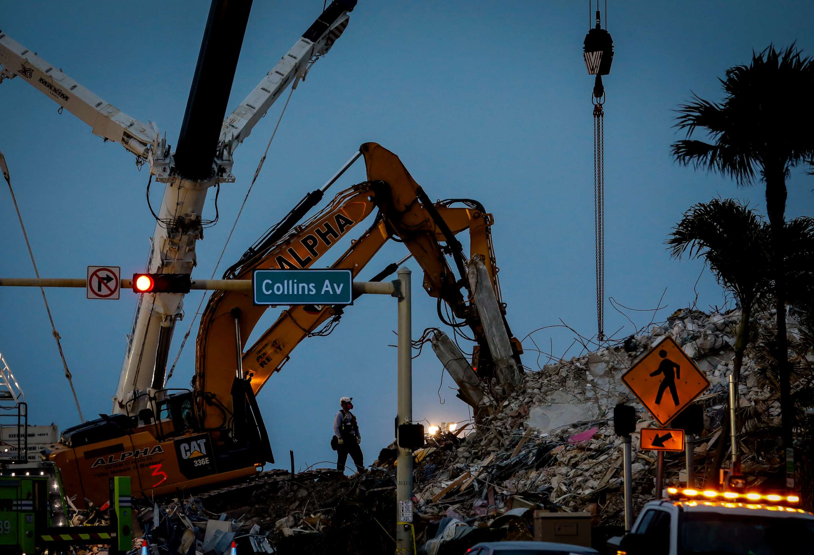 PHOTO: Search and rescue teams continue to work in the rubble at the site of the collapsed Champlain Towers South condo in Surfside, Fla., July 6, 2021.