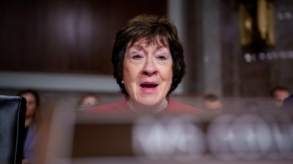 PHOTO: Sen. Susan Collins speaks during a Senate Intelligence confirmation hearing for U.S. President-elect Donald Trump's nominee for CIA Director John Ratcliffe Capitol Hill, Jan. 15, 2025 in Washington.