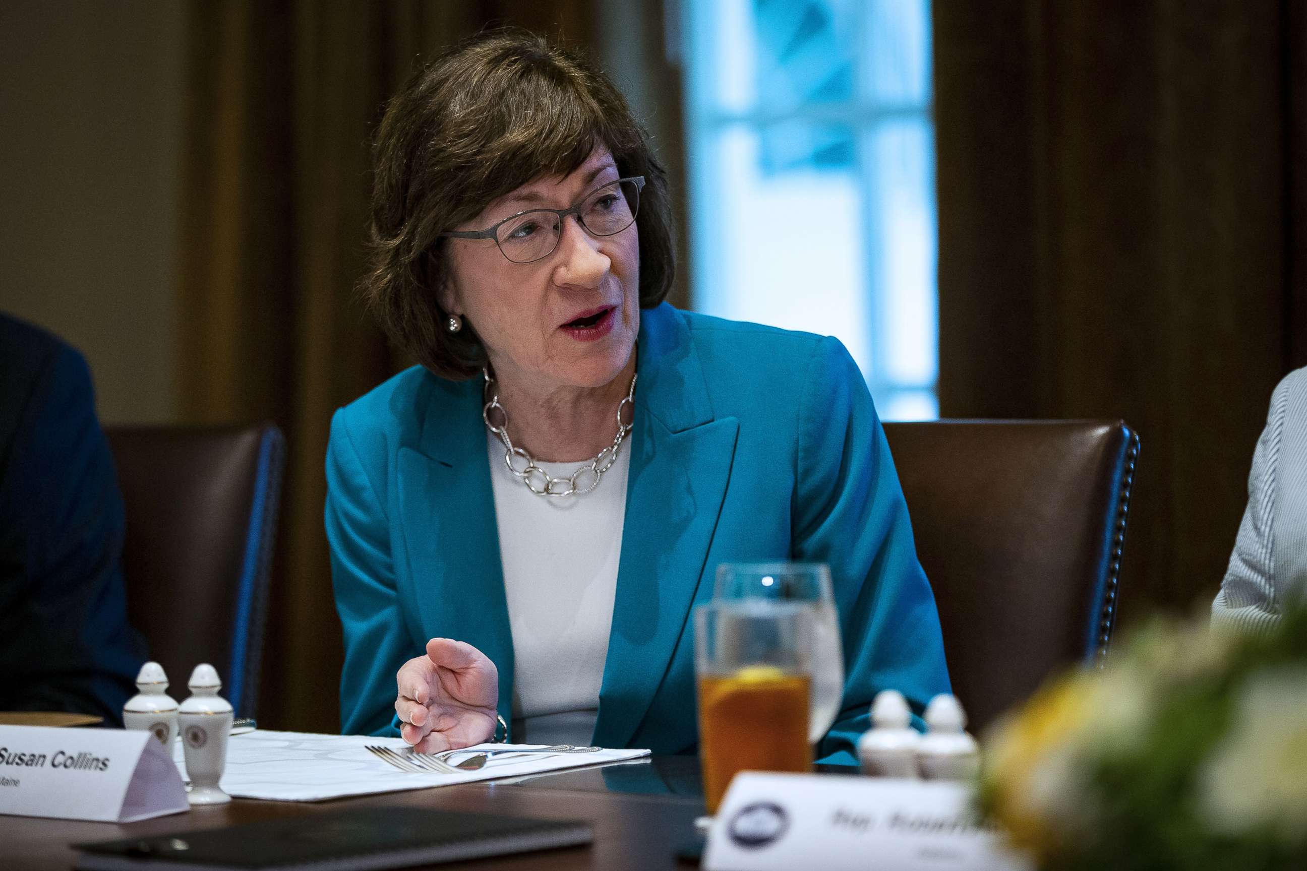 PHOTO: Sen. Susan Collins, R-ME, attends a lunch meeting for Republican lawmakers in the Cabinet Room at the White House on June 26, 2018 in Washington, D.C.