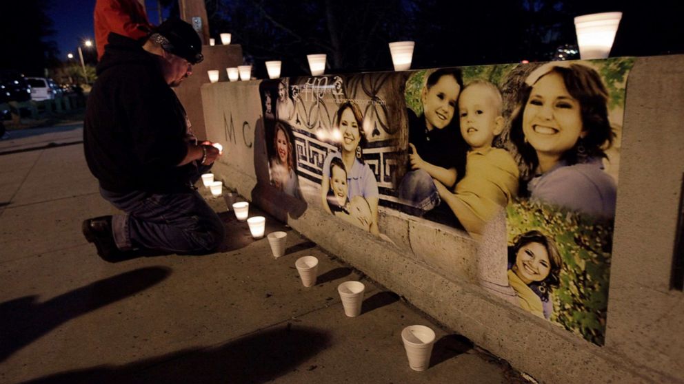 PHOTO: A makeshift memorial with photographs of Susan Cox Powell and her sons Braden and Charlie, is lit with candles during a vigil at McKinley Park in Tacoma, Wash., Feb. 6, 2012.