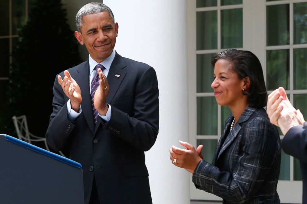 PHOTO: President Barack Obama stands with United Nations Ambassador Susan Rice, his choice to be his next National Security Adviser, in the Rose Garden at the White House in Washington, June 5, 2013.