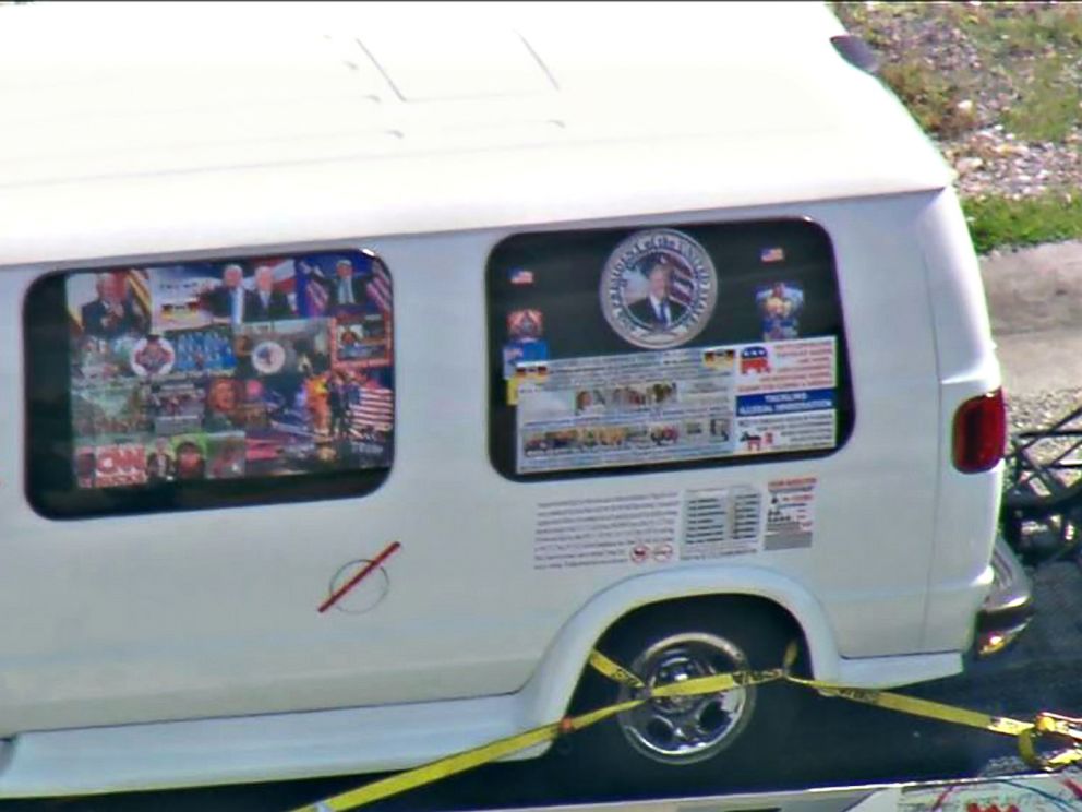 PHOTO: In this still image taken from WPLG video, a van is towed on Oct. 26, 2018, in Plantation, Fla., in connection with the 12 pipe bombs and suspicious packages mailed to top Democrats.