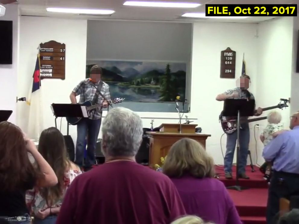 PHOTO: A grab made from video posted to YouTube on Oct. 22, 2017 shows a service at the First Baptist Church of Sutherland Springs, Texas.