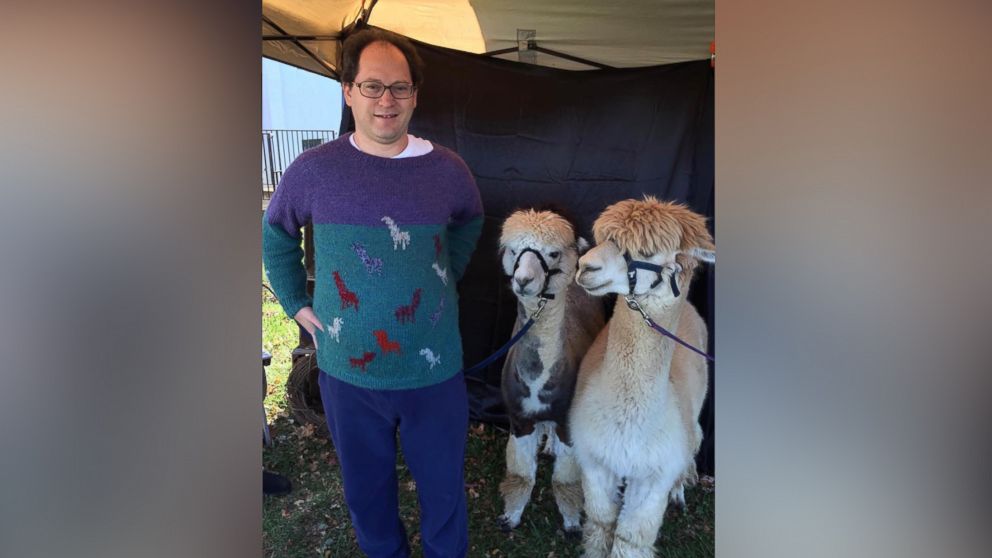 PHOTO: Sam Barsky knits sweaters of famous places and landmarks, and then visits those places decked out his matching sweaters. 