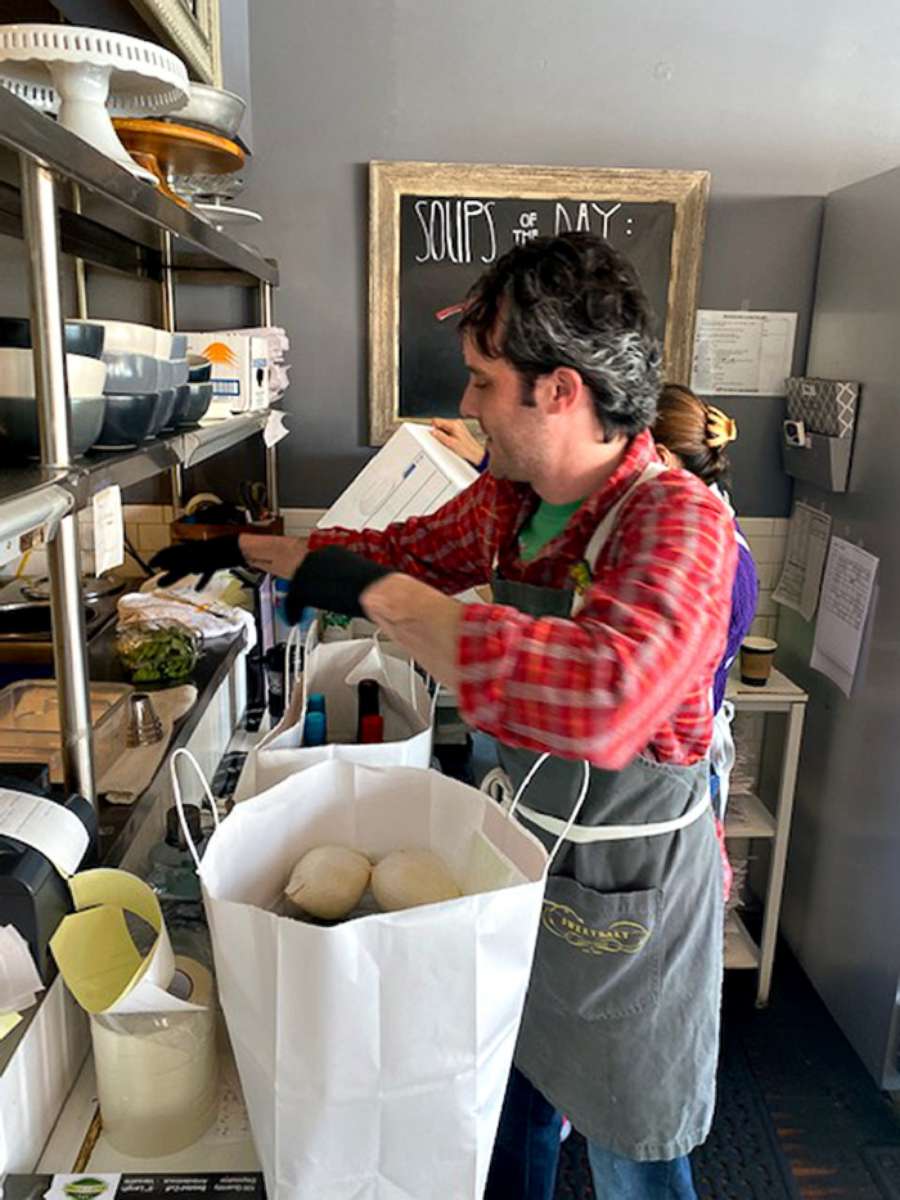 PHOTO: Alejandro Eusebio turned his Los Angeles restaurant, Sweetsalt, into a market to help feed service industry workers who are out of a job.